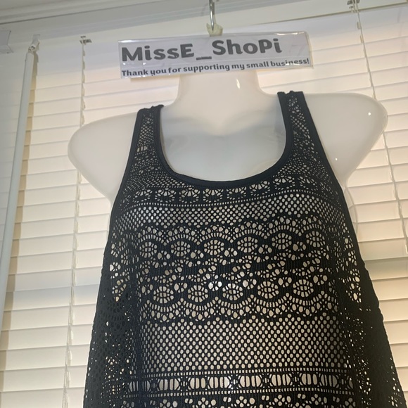 Roxy Black Mesh Cover Up with Open Back Design Size Small SKU: 4GO020 - Picture 3 of 6